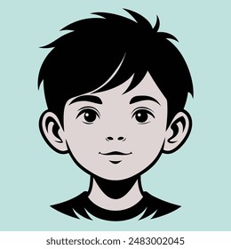 Un Niño Feliz Modo Emoji Estilo. Avatares de niños felices. Niños lindos sonriendo, chico chica en rondas conjunto de Vector. Ilustración avatar de niña y niño, niños felices, felicidad infantil. Ilustración del Arte vectorial de la cara del niño.