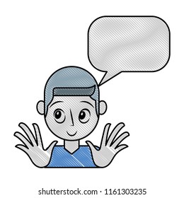 boy happy portrait character speech bubble