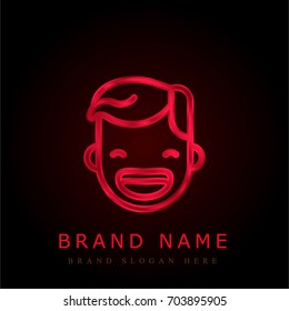 Boy Happy Smile red chromium metallic logo
