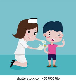 Boy Happy While the nurses was injecting, Vector cartoon