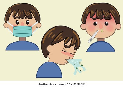 Un niño tiene fiebre