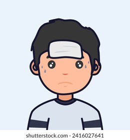 Junge hat ein Fieber und ist Unwell Vektor Illustration.
