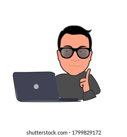 El chico tiene una idea. Adecuado para medios sociales, postales, pegatinas, camisetas e impresiones. Aislado, vector.