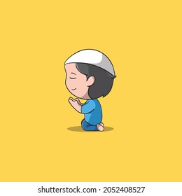 Boy has seen from the side thanksgiving Muslim a religion vector icon illustration	
