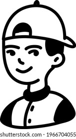 Boy with a hat, icon illustration, vector on white background