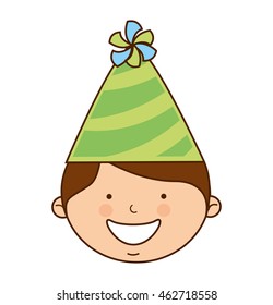 boy with hat party icon vector illustration graphic
