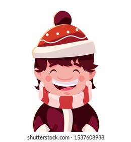boy with hat and scarf vector illustration design