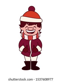 boy with hat and scarf vector illustration design