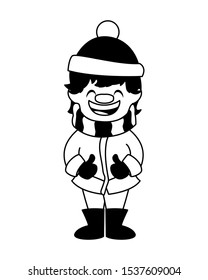 boy with hat and scarf vector illustration design