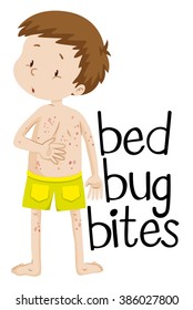 Boy having bed bug bites illustration