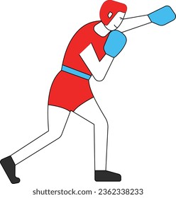 El chico está teniendo un combate de boxeo.