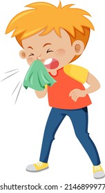 Niño con una ilustración de fondo fría sobre blanco