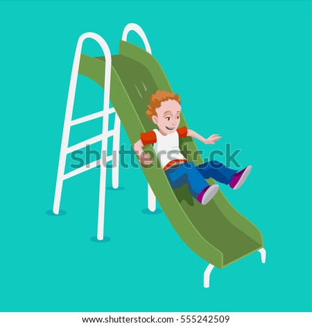 Boy Having Fun Playing on a Slide
