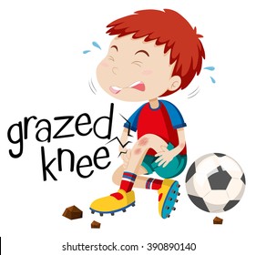 Boy having grazed knee illustration