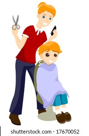 Niño con corte de pelo - Vector