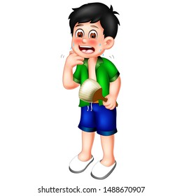 A Boy having it warm, Cartoon For Your Design
