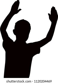 a boy head and arm silhouette vector
