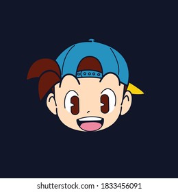 Boy head cartoon character cute kids
