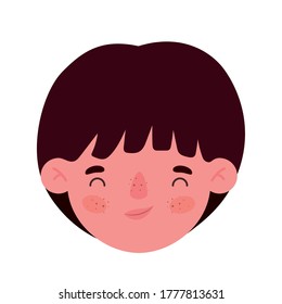 Diseño de dibujos animados para cabezas de niño, Niñez y niñez estilo de vida persona informal alegre y lindo tema Ilustración vectorial
