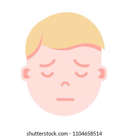 boy head emoji with facial emotions, avatar character, man sorrowful face with different male emotions concept. flat design.