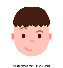 boy head emoji personage icon with facial emotions, avatar character, man cunning face with different male emotions concept. flat design.