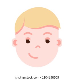 boy head emoji personage icon with facial emotions, avatar character, man cunning face with different male emotions concept. flat design.