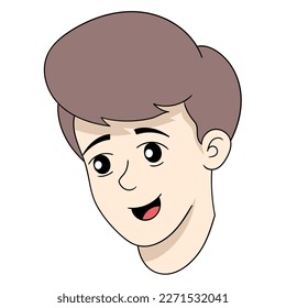 boy head emoticon with a gloomy and sad face. vector design illustration art