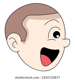 boy head emoticon having a happy laughing expression. vector design illustration art