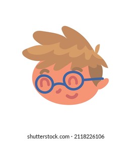 boy head with glasses icon isolated