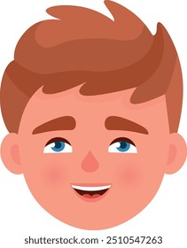 Boy head icon. Cartoon kid face portrait isolated on white background