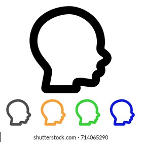 Boy Head icon. Vector illustration style is a flat linear iconic boy head symbol with black, grey, green, blue, yellow color versions. Designed for web and software interfaces.
