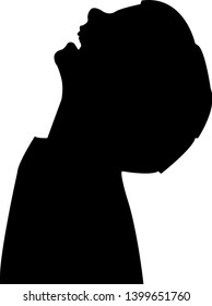 a boy head, looking up, silhouette vector