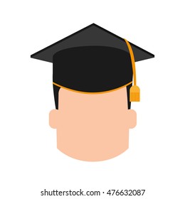 boy head man male cartoon graduation cap university cloth icon. Flat and isolated design. Vector illustration