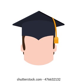 boy head man male cartoon graduation cap university cloth icon. Flat and isolated design. Vector illustration