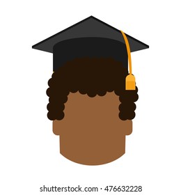 boy head man male cartoon graduation cap university cloth icon. Flat and isolated design. Vector illustration