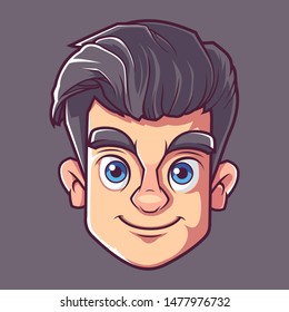 Boy Head Mascot Characters Smile