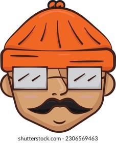 Boy head orangehat orange bread beard