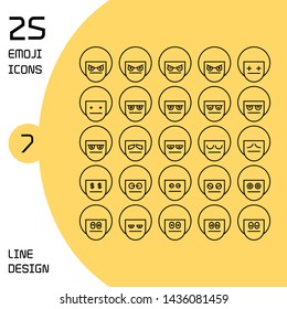 boy head profile emoticons set line theme