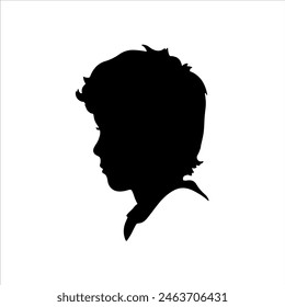 Silueta de cabeza de niño aislada sobre fondo blanco. Diseño de Ilustración vectorial de icono de cabeza de niño.