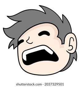 boy head snoring, vector illustration carton emoticon. doodle icon drawing