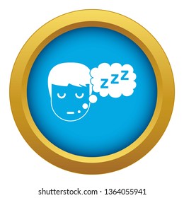 Boy head with speech bubble icon blue vector isolated on white background for any design