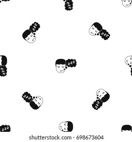 Boy head with speech bubble pattern repeat seamless in black color for any design. Vector geometric illustration