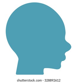Boy Head vector icon. Style is flat symbol, cyan color, rounded angles, white background.