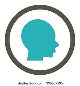 Boy Head vector icon. Style is bicolor flat rounded symbol, grey and cyan colors, rounded angles, white background.