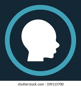 Boy Head vector icon. Style is bicolor flat rounded symbol, blue and white colors, rounded angles, dark blue background.