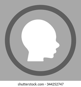 Boy Head vector icon. Style is bicolor flat rounded symbol, dark gray and white colors, rounded angles, silver background.