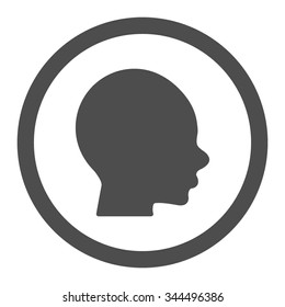 Boy Head vector icon. Style is flat rounded symbol, gray color, rounded angles, white background.