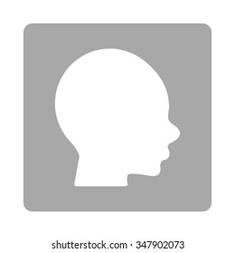 Boy Head vector icon. Style is flat rounded square button, white and silver colors, white background.
