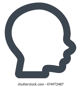 Boy Head vector icon. Style is contour flat icon symbol, smooth blue color, white background.