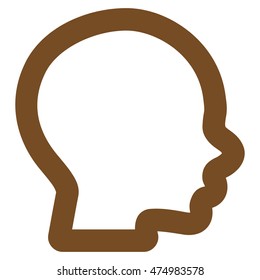 Boy Head vector icon. Style is contour flat icon symbol, brown color, white background.